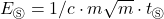 E_\circledS=1/c\cdot{m}\sqrt{m}\cdot{t_\circledS}